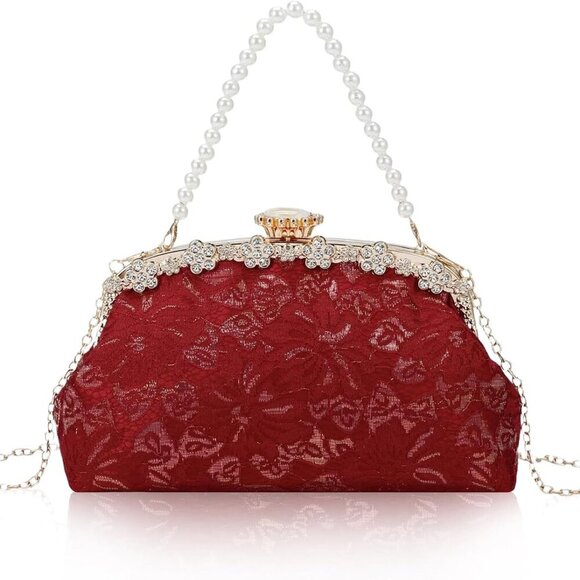 Luxury Lace Evening Handbag with Detachable Chains – Glamorous Accessory - Picture 1 of 9